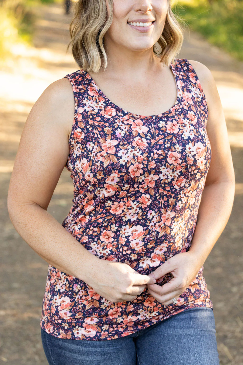 Summer Navy Floral Mix Tank