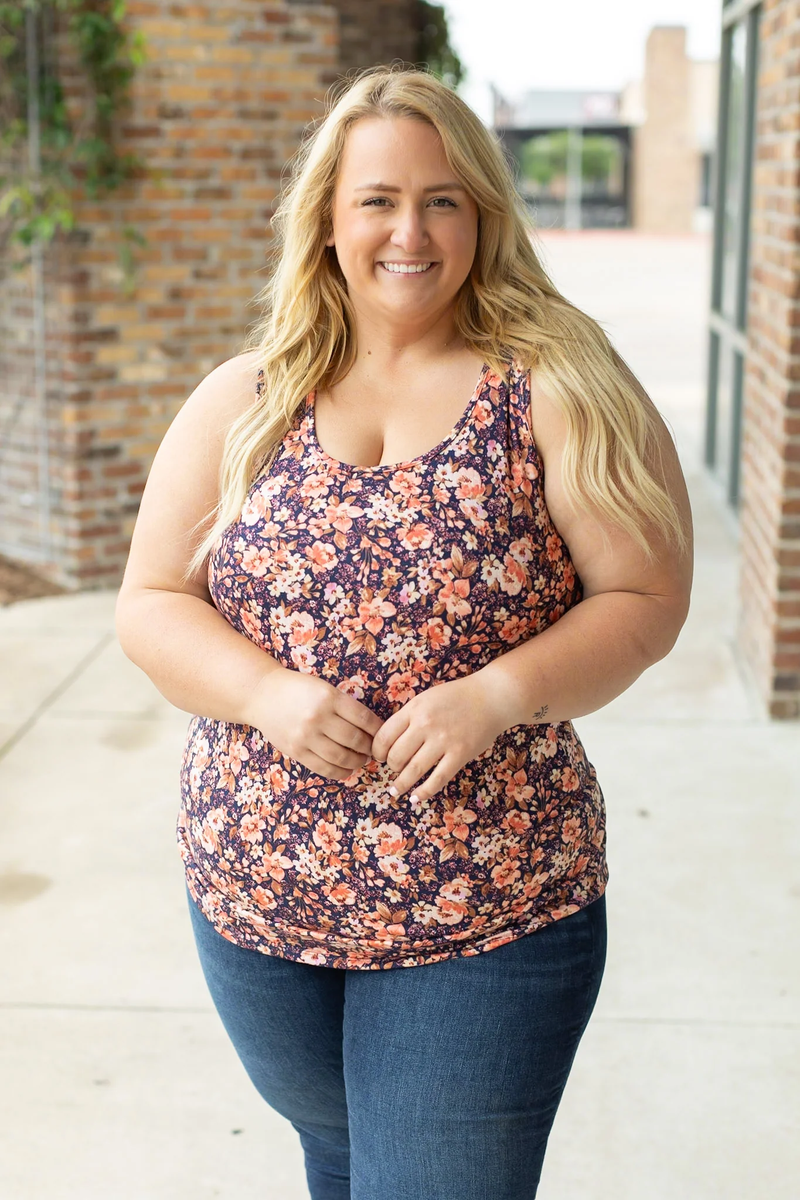 Summer Navy Floral Mix Tank